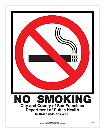 ComplyRight™ City & County Specialty Posters, No Smoking, English, San Francisco, 8 1/2" x 11"