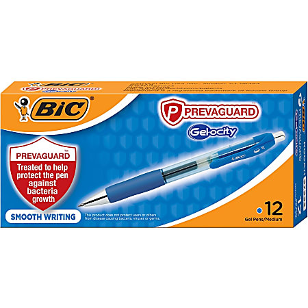 PrevaGuard Gel-ocity Retractable Gel Pen, Medium 0.7 mm, Blue Ink, Clear/Blue Barrel, Dozen PrevaGuard Gel-ocity Retractable Gel Pen, Medium 0.7 mm, Blue Ink, Clear/Blue Barrel, Dozen