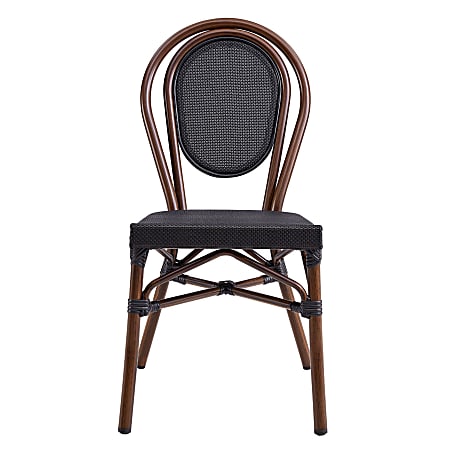Eurostyle Erlend Stacking Side Chairs, Black/Brown, Set Of 2 Chairs