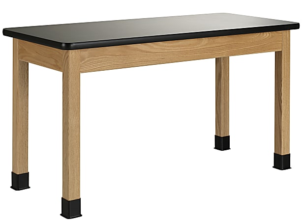 Diversified Woodcrafts Plain Apron Table, 30"H x 48"W x 24"D, Black Top/Oak Base