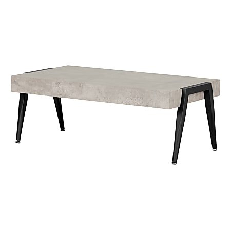 South Shore City Life Coffee Table, 16-3/4"H x 46-1/2"W x 23-3/4"D, Concrete Gray/Black