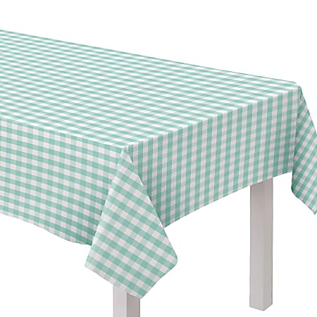 Amscan Gingham Fabric Tablecloth, 60" x 104", Green