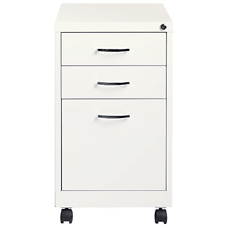 Lorell® 19"D Vertical 3-Drawer Mobile Pedestal File Cabinet, White