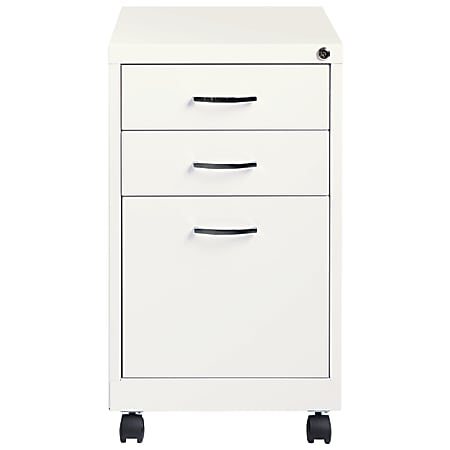 Lorell® 19"D Vertical 3-Drawer Mobile Pedestal File Cabinet, Metal, White