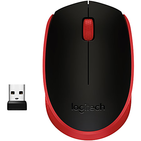 Logitech M170 Wireless Compact Mouse (Red) - Optical - Wireless - Radio Frequency - 2.40 GHz - Red - USB - 910004941