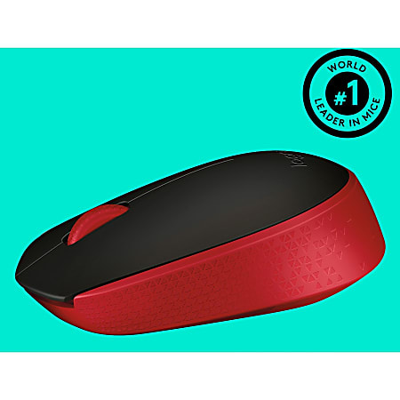 Logitech M170 Wireless Compact Mouse Red Optical Wireless Radio Frequency  2.40 GHz Red USB 1000 dpi Scroll Wheel 3 Buttons Symmetrical - Office Depot