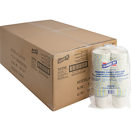 Genuine Joe 12 oz Hot Beverage Cups - 50.0 / Pack - 20 / Carton - Assorted - Paper - Hot Chocolate, Cappuccino, Tea, Coffee, Beverage Genuine Joe 12 oz Hot Beverage Cups - 50.0 / Pack - 20 / Carton - Assorted - Paper - Hot Chocolate, Cappuccino, Tea, Coffee, Beverage