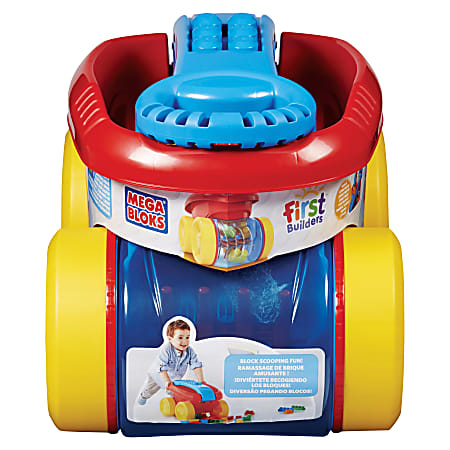 Mega Bloks First Builders Block Scooping Wagon - Colorful Wagon Combines Classic Wagon Play and Construction Fun - Includes 20 First Builders Blocks in Classic Colors