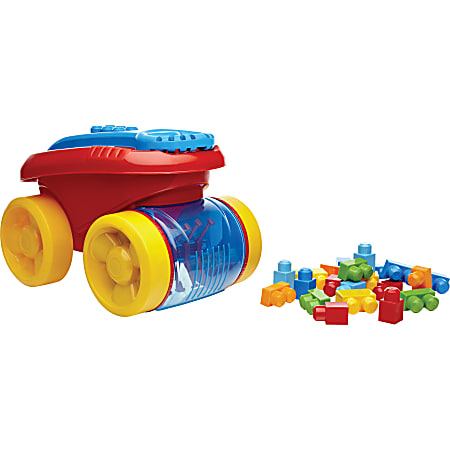 Mega Bloks First Builders Block Scooping Wagon Colorful Wagon Combines Classic Wagon Play and Construction Fun Includes 20 First Builders Blocks in Classic Colors Office Depot