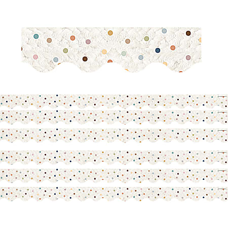 Teacher Created Resources Scalloped Border Trim, Everyone Is Welcome Dots, 35' Per Pack, Set Of 6 Packs