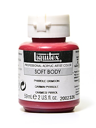 Liquitex Soft Body Professional Artist Acrylic Colors, 2 Oz, Pyrrole Crimson, Pack Of 2