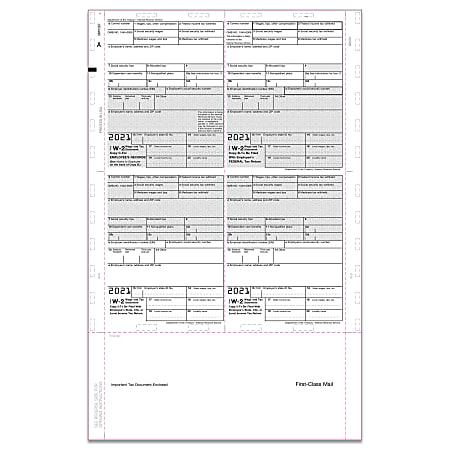 ComplyRight™ W-2 Tax Forms, Pressure Seal, 4-Up (Box Format), Copies B, C, 2 Or Extra Copy, EZ-Fold Simplex, Laser, 14", Pack Of 500 Forms
