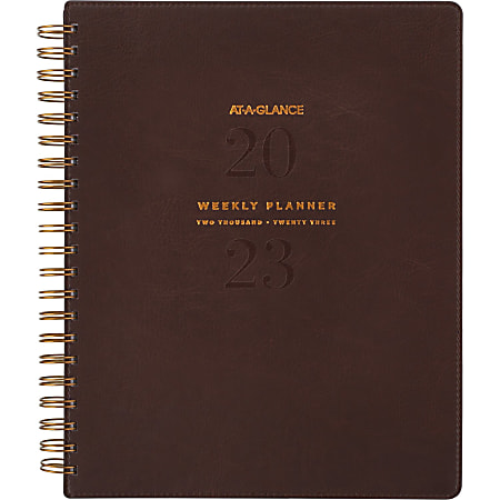 AT-A-GLANCE Signature Collection 2023 RY Weekly Monthly Planner, Distressed Brown, Large, 8 1/2" x 11"