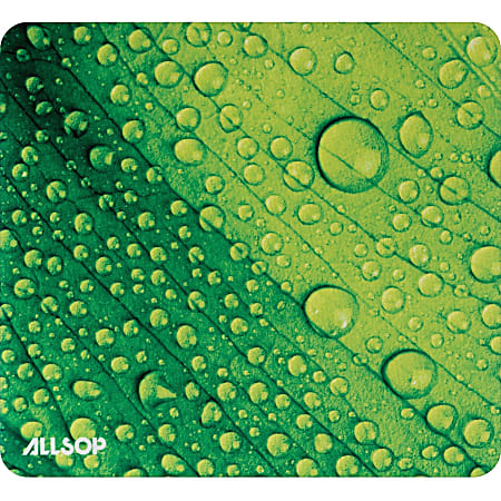 Allsop NatureSmart Image Mousepad, Leaf Raindrop, (31624), Leaf Raindrop, 0.10"H x 8.50"W, Natural Rubber, Latex, Skid Proof