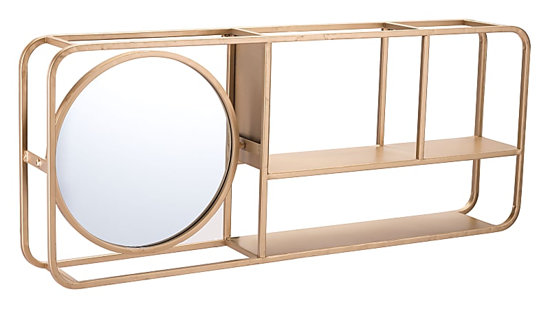 Zuo Modern Shelf With Mirror, Gold