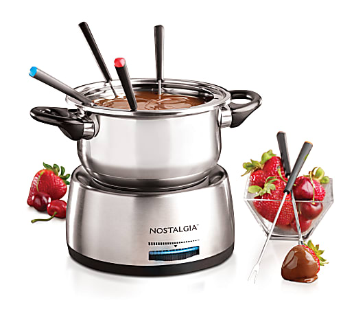 Nostalgia Electrics 6 Cup Stainless Steel Electric Fondue Pot With