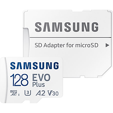 Samsung EVO Plus 128 GB Class 10/UHS-I (U3) V10 microSDXC - 1 Pack - 130 MB/s Read - 10 Year Warranty