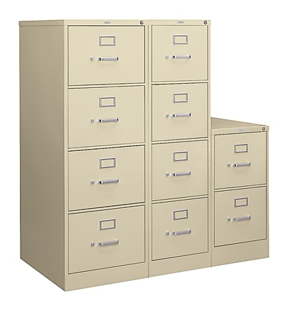 HON® H320 26-1/2"D Vertical 2-Drawer Letter-Size File Cabinet, Metal, Putty