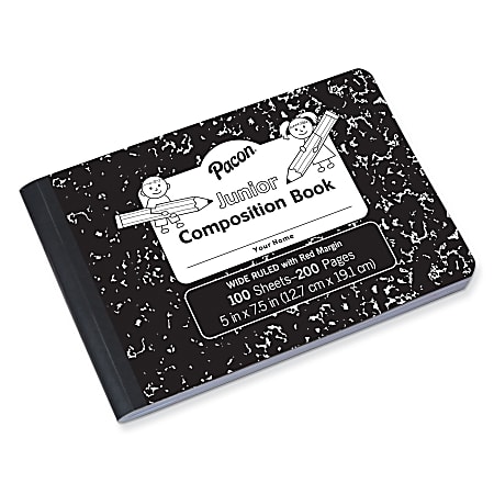 Pacon Junior Composition Books Wide Ruled 5 x 7 12 Black Marble 100 ...
