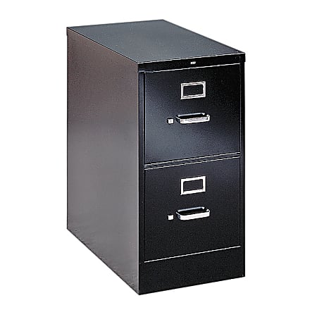 HON® H320 26-1/2"D Vertical 2-Drawer Letter-Size File Cabinet, Metal, Black