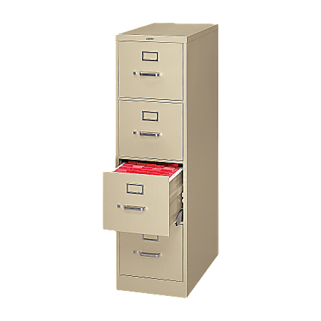 HON® H320 26-1/2"D Vertical 4-Drawer Letter-Size File Cabinet, Metal, Putty