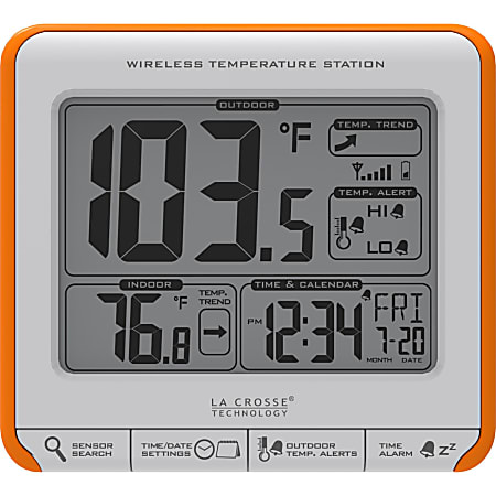 La Crosse Technology 308 179OR Wireless Weather Station Clock Calendar  Alarm For Indoor Outdoor - Office Depot