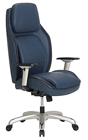 Shaquille O'Neal™ Zephyrus Ergonomic Bonded Leather High-Back Executive Chair, Navy/Silver