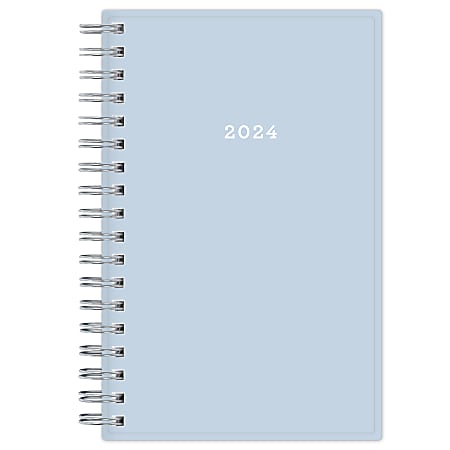 2024 Blue Sky™ Quilt Weekly/Monthly Planning Calendar, 3-5/8" x 6-1/8", Powder Blue, January to December