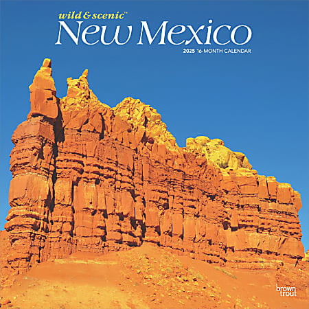 2025 BrownTrout New Mexico Wild & Scenic Monthly Plastic-Free Square Wall Calendar, 12"x12", American States, January to December 2025, 9781975475406