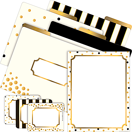 Barker Creek Get Organized File Folder Set, 1/3-Cut Tab, Letter Size, Gold, Set Of 107 Pieces
