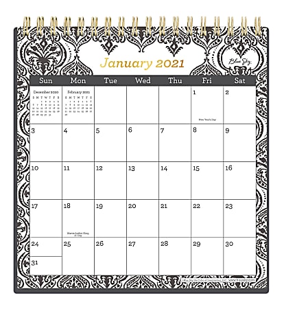 Blue Sky™ Monthly Desk Calendar, With Stand, 6-1/16" x 6-3/8", Brielle, January To December 2021, 122485
