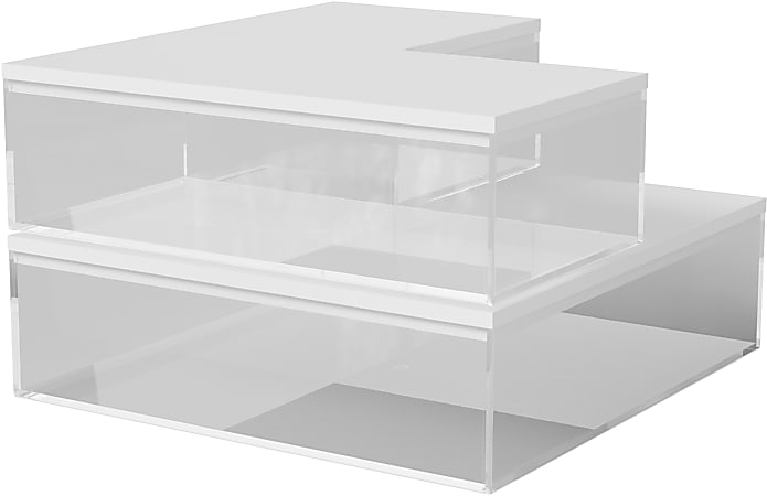 Martha Stewart Brody Stack & Slide Plastic Tray Office Desktop Organizers, 2"H x 6-1/4"W x 7-1/2"D, Clear, Set Of 3 Organizers