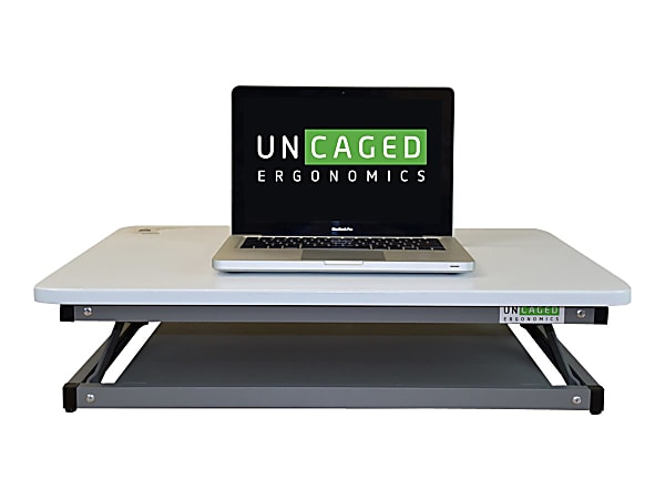 CHANGEdesk Mini White Laptop Standing Desk Converter &amp; Single Monitor Sit Stand Up Desktop Riser - CDMM-W