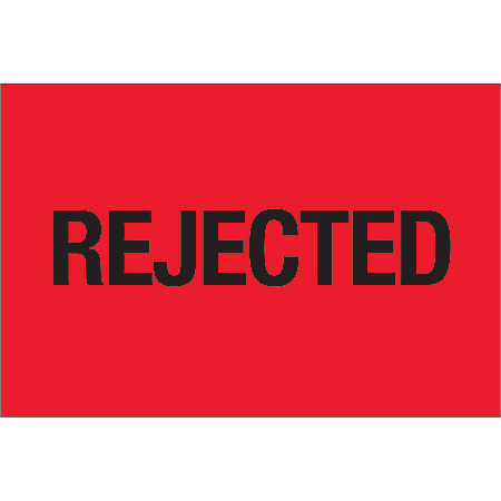 Tape Logic® Preprinted Special Handling Labels, DL1135, Rejected, Rectangle, 2" x 3", Fluorescent Red, Roll Of 500