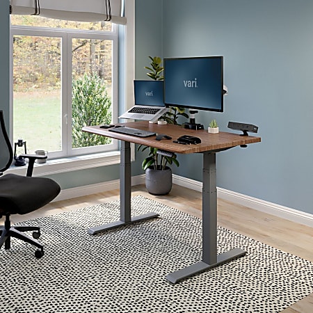 VARI Electric Standing Desk With ComfortEdge, 48"W, Walnut