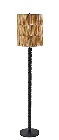 Adesso Norfolk Floor Lamp, Black with Woven Paper Raffia