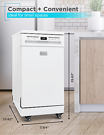 BlackDecker Portable Dishwasher 35 1116 H x 17 1116 W x 23 58 D White ODP Business Solutions