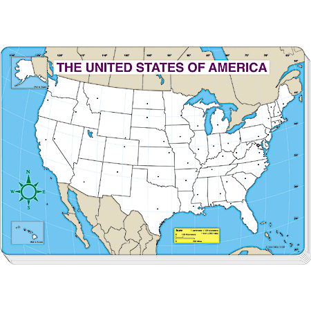 Carson-Dellosa Education U.S. Map Blank Jumbo Pad, Pre-K Through Grade 5, 30 Sheets Per Pad