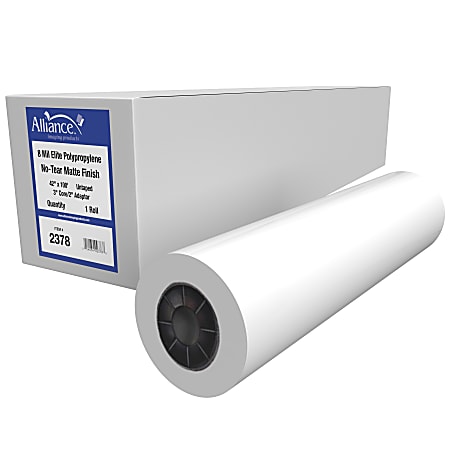 Matte Coated Paper Roll, 2 Core, 8 mil, 24 x 100 ft, Matte White