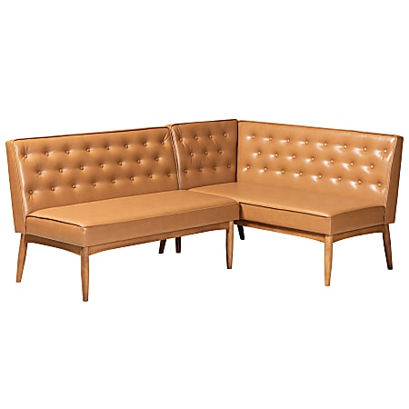 Baxton Studio Riordan 2-Piece Dining Nook Banquette Set, Tan/Walnut