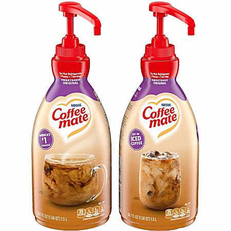 Coffee mate Sweetened Original Liquid Concentrate Coffee Creamer, 50.7 Oz, Pump Bottle, 13799CT, 2/Carton