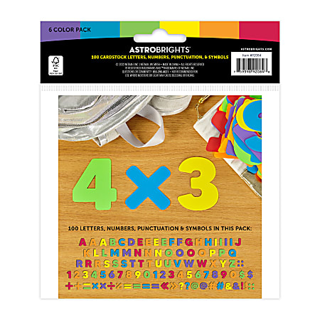 Astrobrights Numbers And Letters With Punctuation Pre K to Grade 5  Multicolor Pack Of 72 - Office Depot