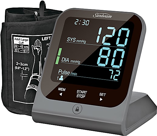 Sunbeam 16985 Upper Arm Blood Pressure Monitor Black - Office Depot