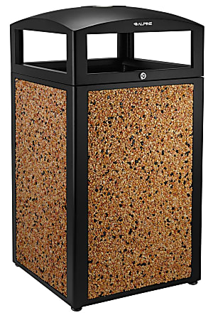 Alpine All-Weather 40-Gallon Outdoor Commercial Trash Can, With Ashtray Lid, Stone