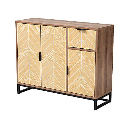 Baxton Studio Josephine 36"W 3-Door Sideboard, Walnut/Natural Brown