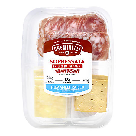 Creminelli Sopressata, Monterey Jack Cheese And Crackers Packs, 2 Oz, Set Of 4 Packs