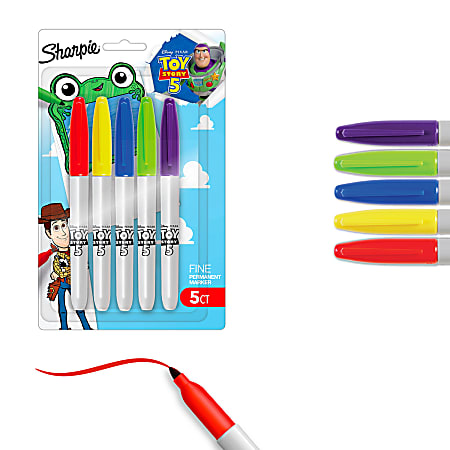 Sharpie Permanent Markers, Toy Story 5 Packaging, Assorted, Fine Point, 5 Count