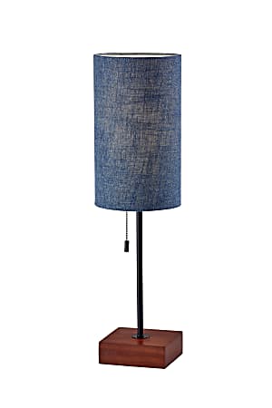Adesso® Trudy Table Lamp, 26-3/4”H, Walnut/Blue