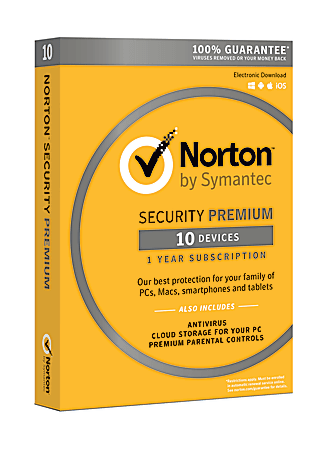 Norton™ Security Premium, For 10 PC/Mac®/Android/iOS Devices, Product Key