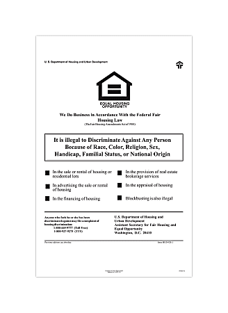 ComplyRight™ Federal Specialty Posters, Federal Fair Housing, English, 11" x 17"